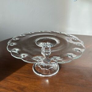 1950’s Vintage Indiana Glass Teardrop Pattern Glass Cake Stand